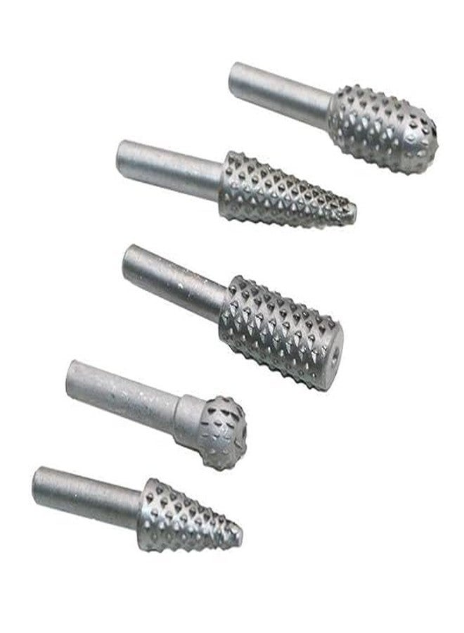VELTRIX - 5PCS High Speed Rotary Burr Drill Bit Set, 1/4" (6mm) Shank Wood Carving Rasp Files for Dremel, Grinding, Polishing, Engraving, Cutting & Shaping Tools for Woodworking - Image 3